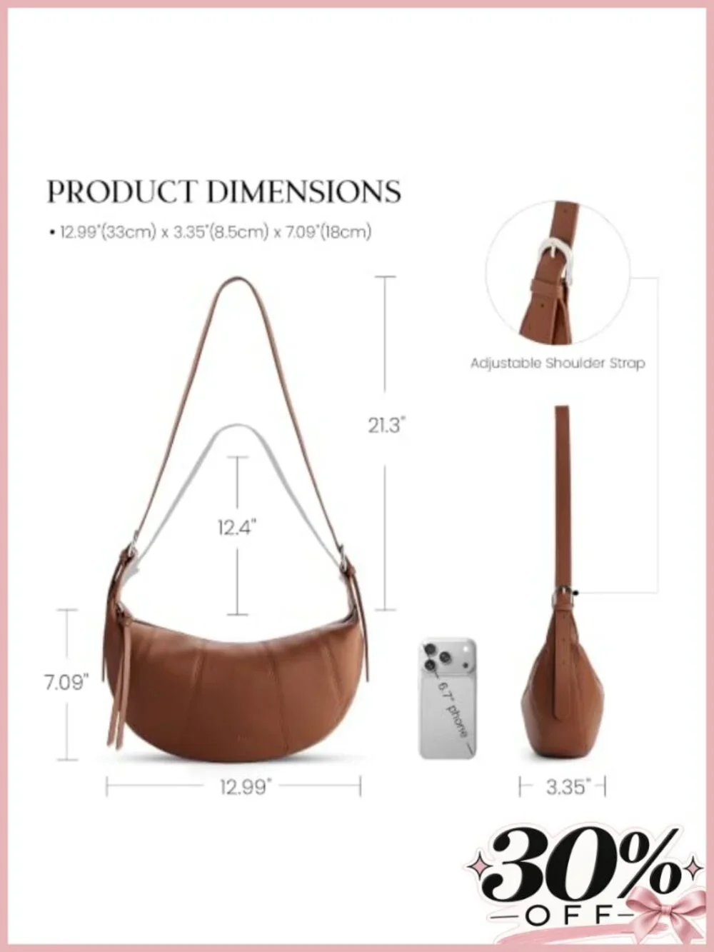 Genuine Leather RFID Crossbody Sling Bag Crescent Purse Shoulder Handbag